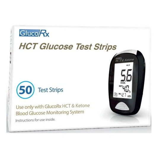 GlucoRx HCT Glucose Test Strips x 50 - Short Dated