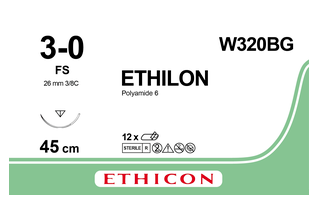 Ethilon Suture - 26mm 45cm - 3.0 USP x 12