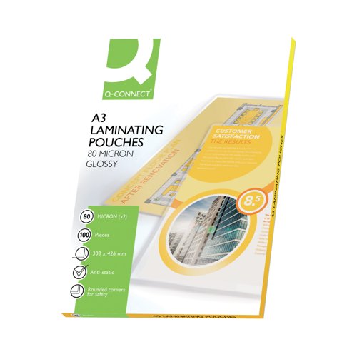 Q-Connect A3 Laminating Pouch 160 Micron - Pack of 100 -