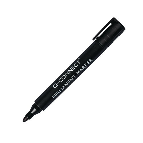 Q-Connect Permanent Marker Pen Bullet Tip Black - Pack of 10 -