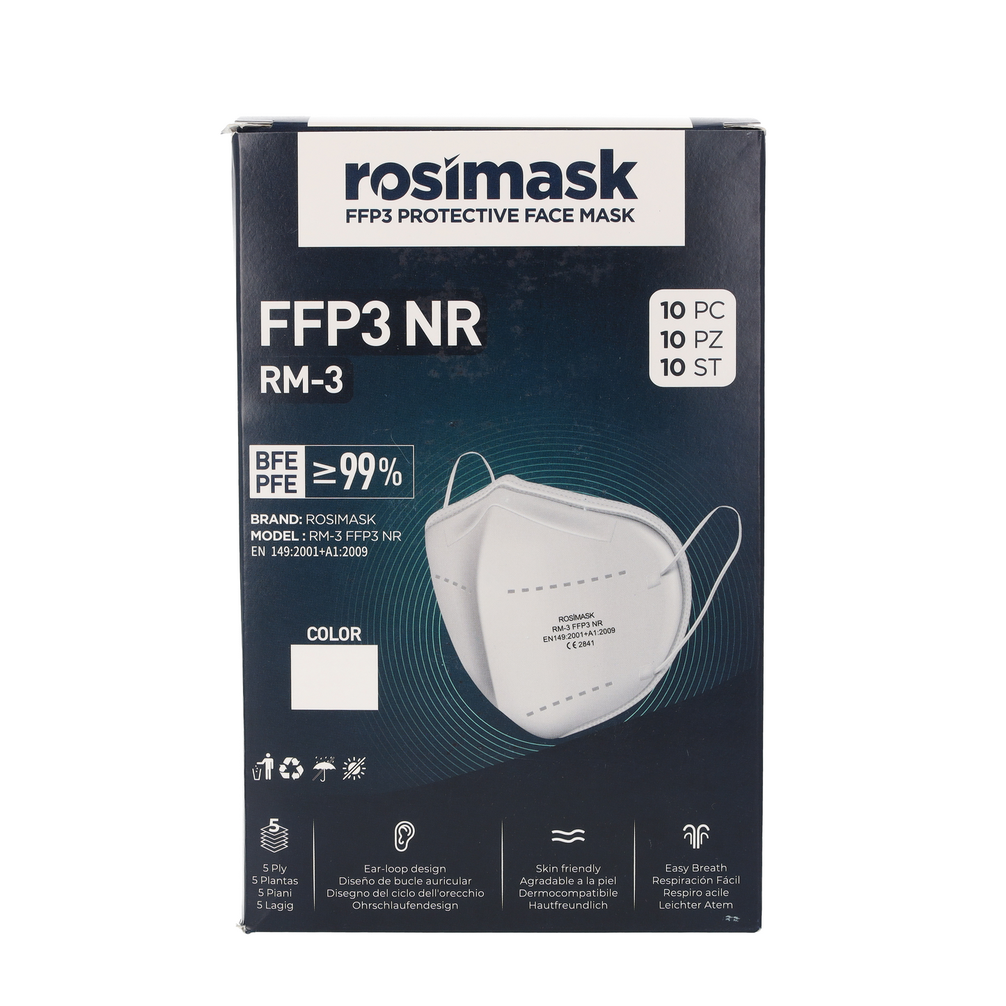 Rosimask FFP3 Face Masks (unvalved) Box of 10