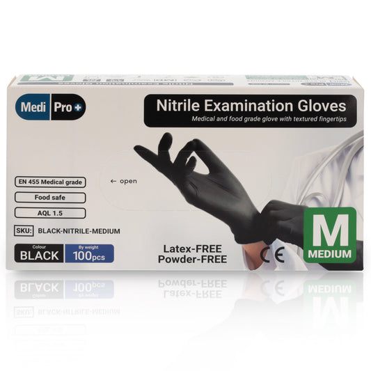 Black Nitrile Gloves - Box of 100 - Medium - MediPro