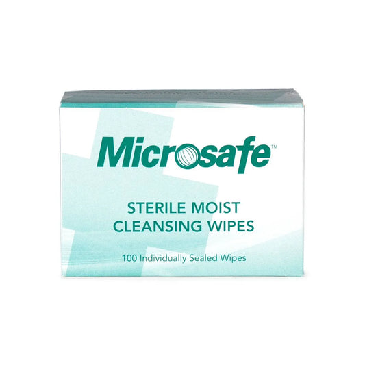 Microsafe Sterile Saline Cleaning Wipes - Box of 100 -