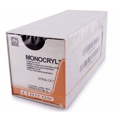 MONOCRYL PLUS Sutures, monofilament, undyed, 3-0, 70cm, Reverse Cutting, 26mm, 3/8C - Box 12 -