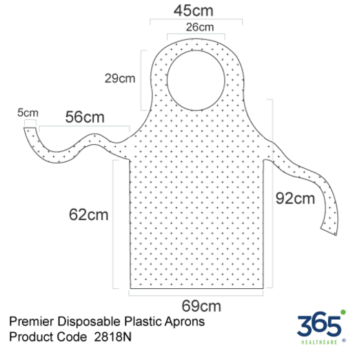 Roll of Premier Disposable Plastic - 200 Aprons White -