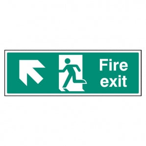 Fire Exit Sign - Man Running with Arrow Left Up - Vinyl