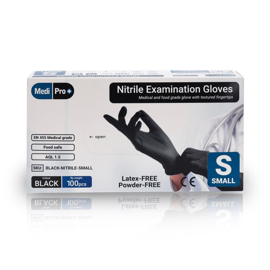MediPro Black Nitrile Gloves - Box of 100 - Small - MediPro