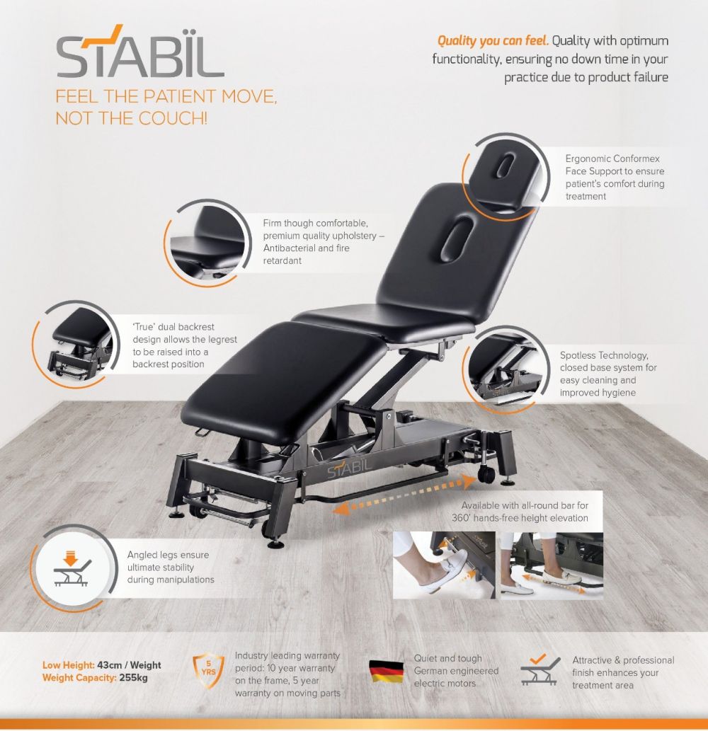Pro 3 Section Treatment Table - Black - 360 Degree Operation -