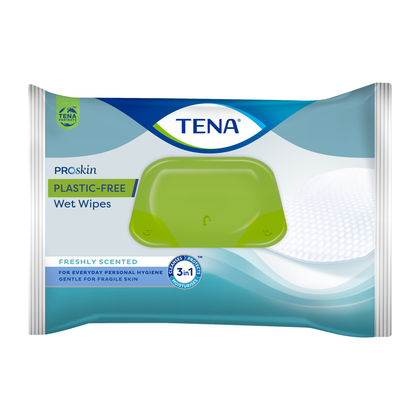 TENA ProSkin Plastic-Free Wet Wipe (30cm x 20cm) - Pack of 48 Wipes -