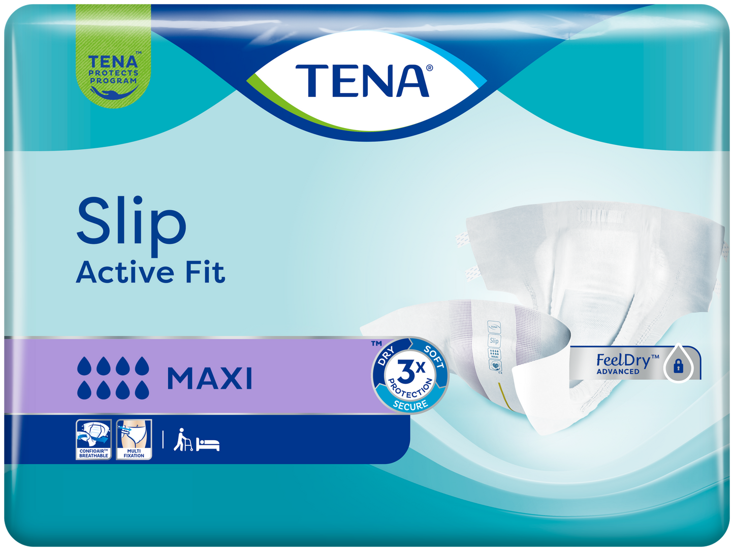TENA Slip Active Fit Maxi (PE Backed) - Medium - Pack of 24 -