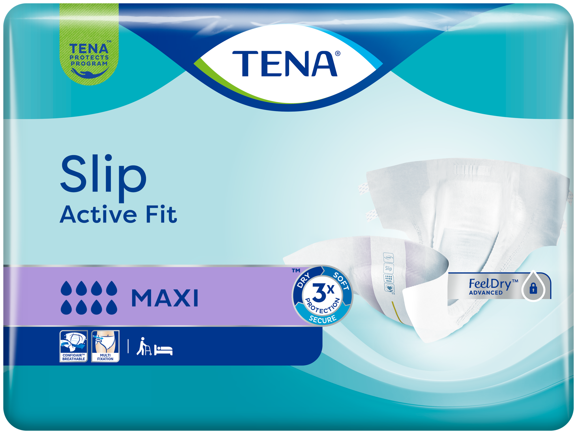 TENA Slip Active Fit Maxi (PE Backed) Large Pack of 22 Medisave UK