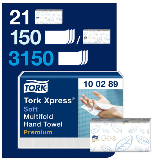 Tork Xpress Soft Multifold Hand Towel White - 2Ply - 100289 - 21 x 150 Sheets - Tork