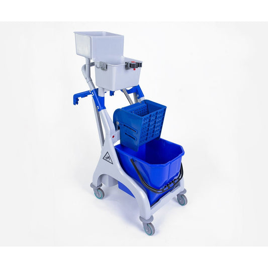 Damp Mopping Quick Response Trolley, 25 Ltr Bucket & Flat Mop Wringer -