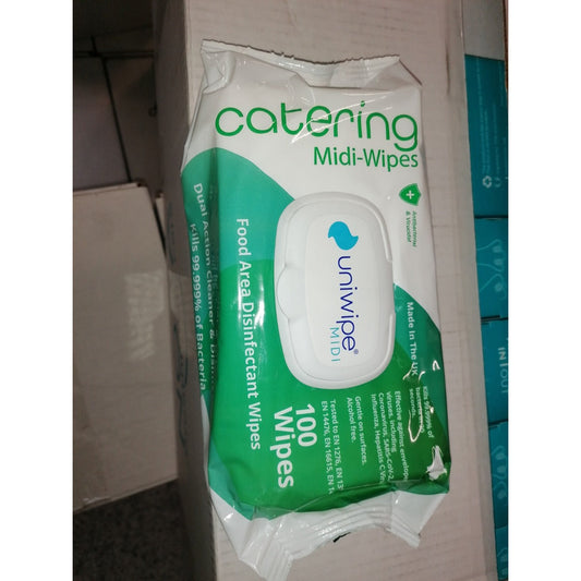Uniwipe Catering Sanitising Midi-Wipes - Pack of 100- CLEARANCE - Uniwipe