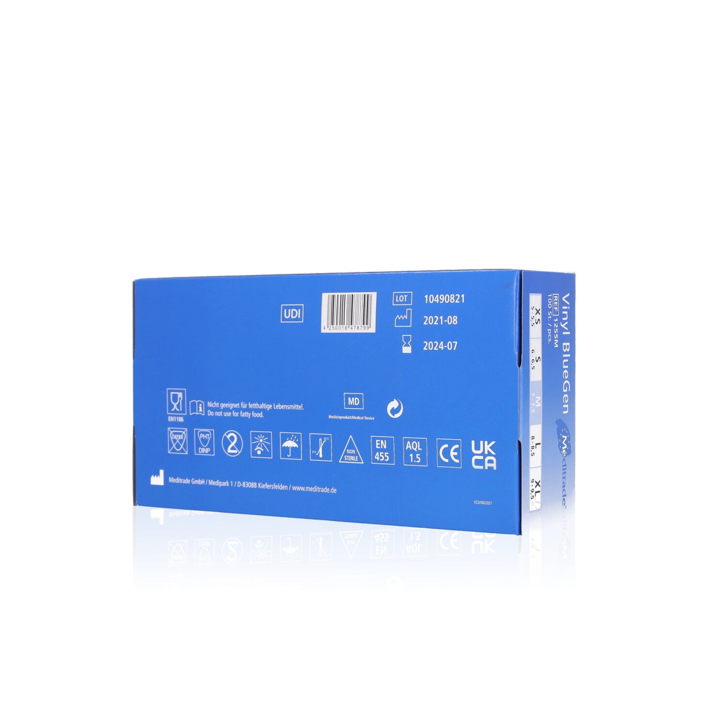 Blue Vinyl Gloves Medium - Box of 100 - Meditrade