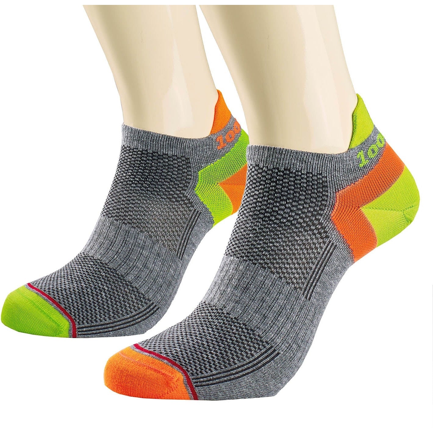 Trainer Liner Sock Tactel® Mismatched - Grey/Orange/Lime -