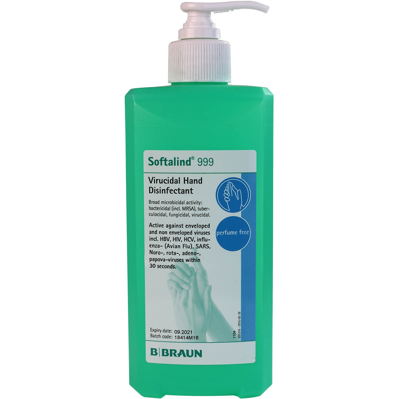 Softalind 999 500ML Hand Disinfectant Bottle - Dispensing Pump - BBraun