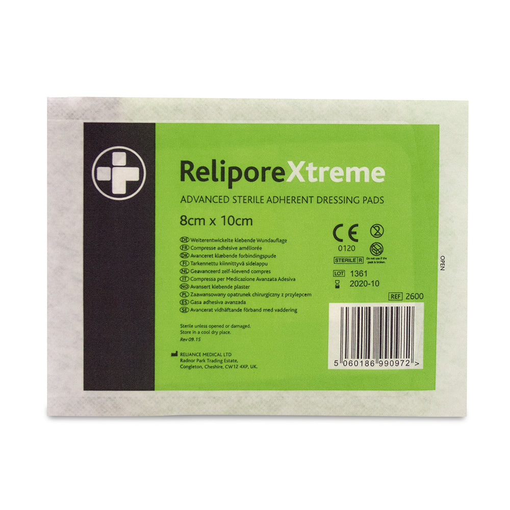 8m x 10cm Relipore Xtreme Adhesive Dressing Pads Sterile - Box of 50 - Reliance