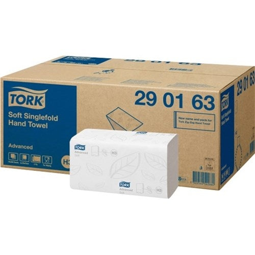 Tork Singlefold Hand Towel Advanced White - 2Ply - 290163 - 15 x 250