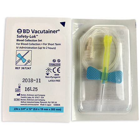 BD Safety-Lok Blood Set 23g x 0.75 x 50 W/out Luer Adaptor 12 Tubing
