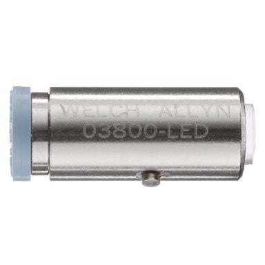 Welch Allyn silver LED PanOptic Ophthalmoscope bulb with Welch Allyn engraved on the side displayed against a white background.