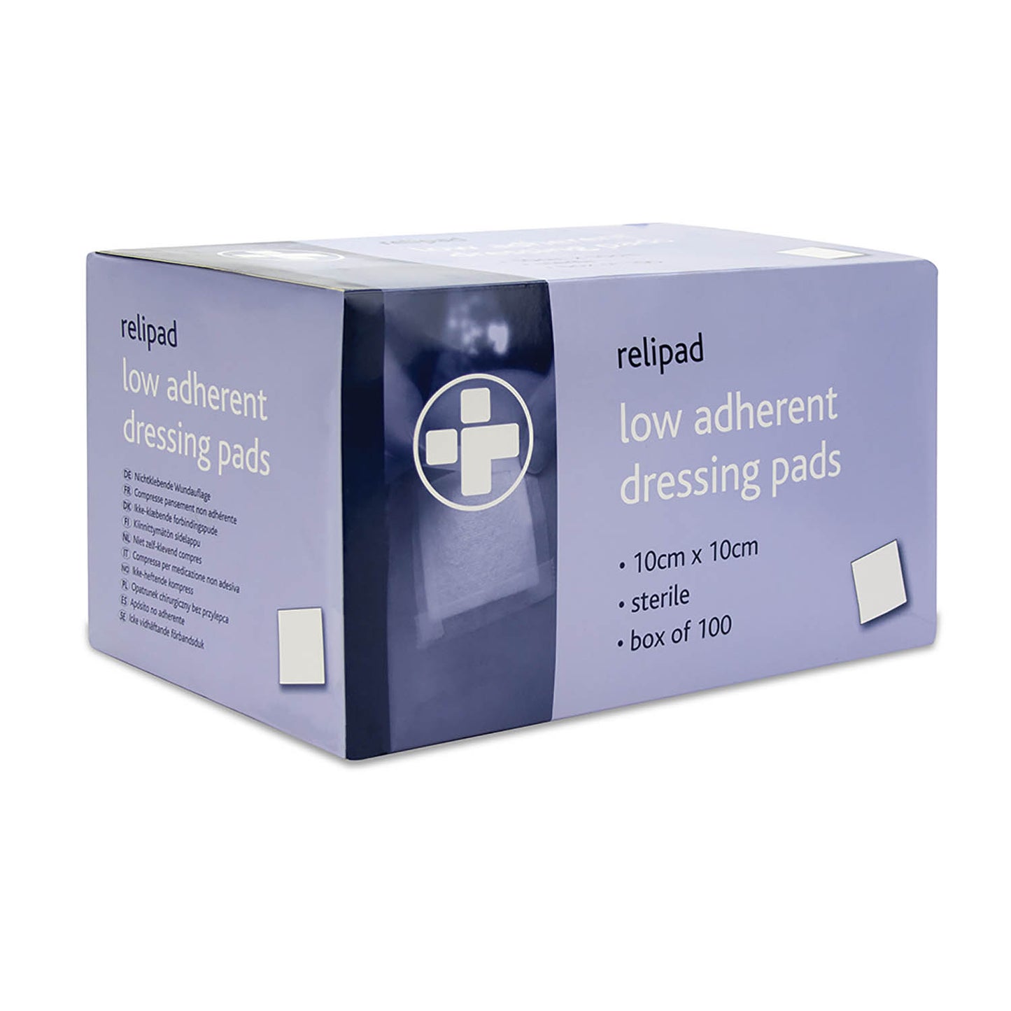 Relipad Low-Adherent Dressing Pads - 10 x 10cm x 100 -