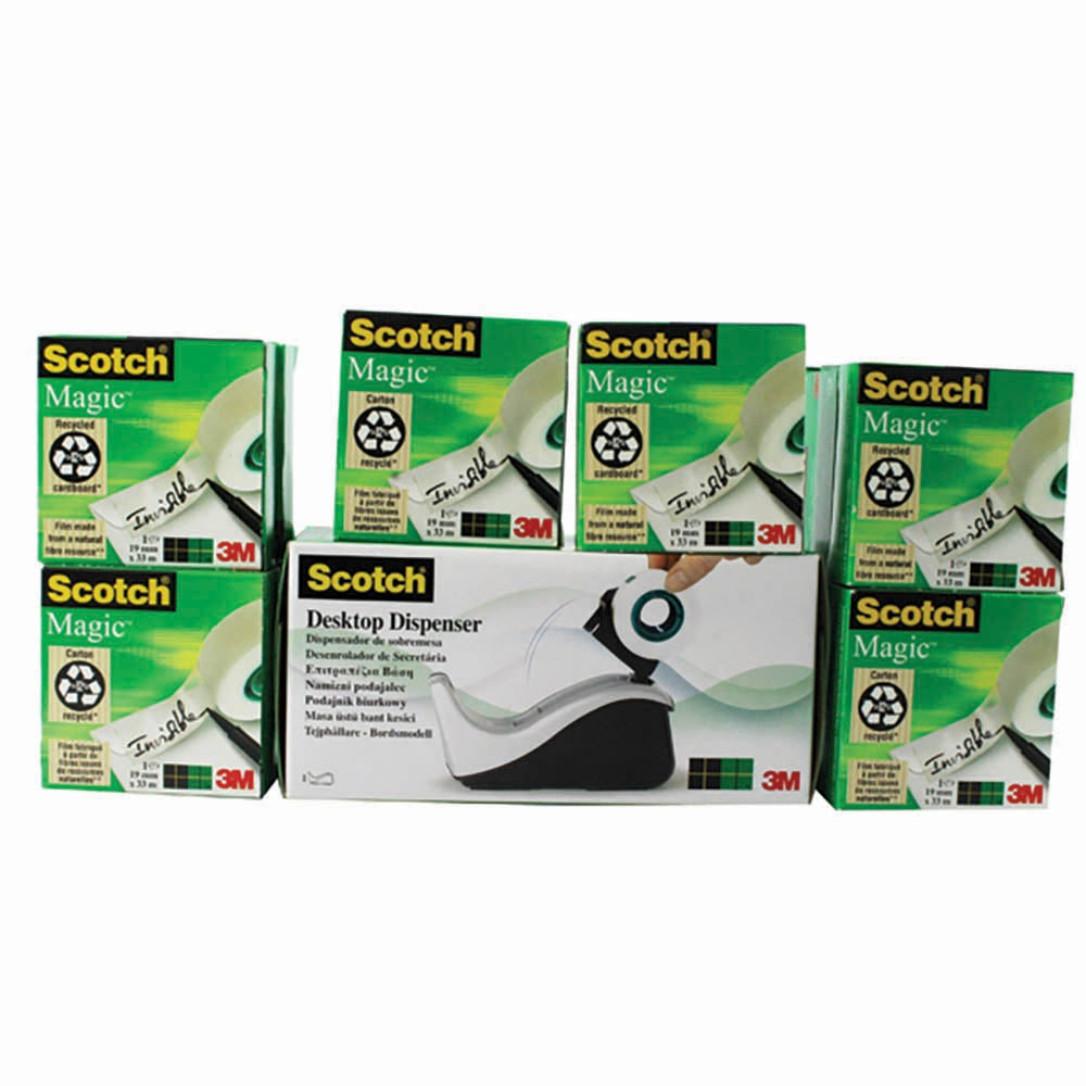 Scotch Magic Tape 810 19mm x 33m (Pack of 16) with Free Dispenser - Scotch