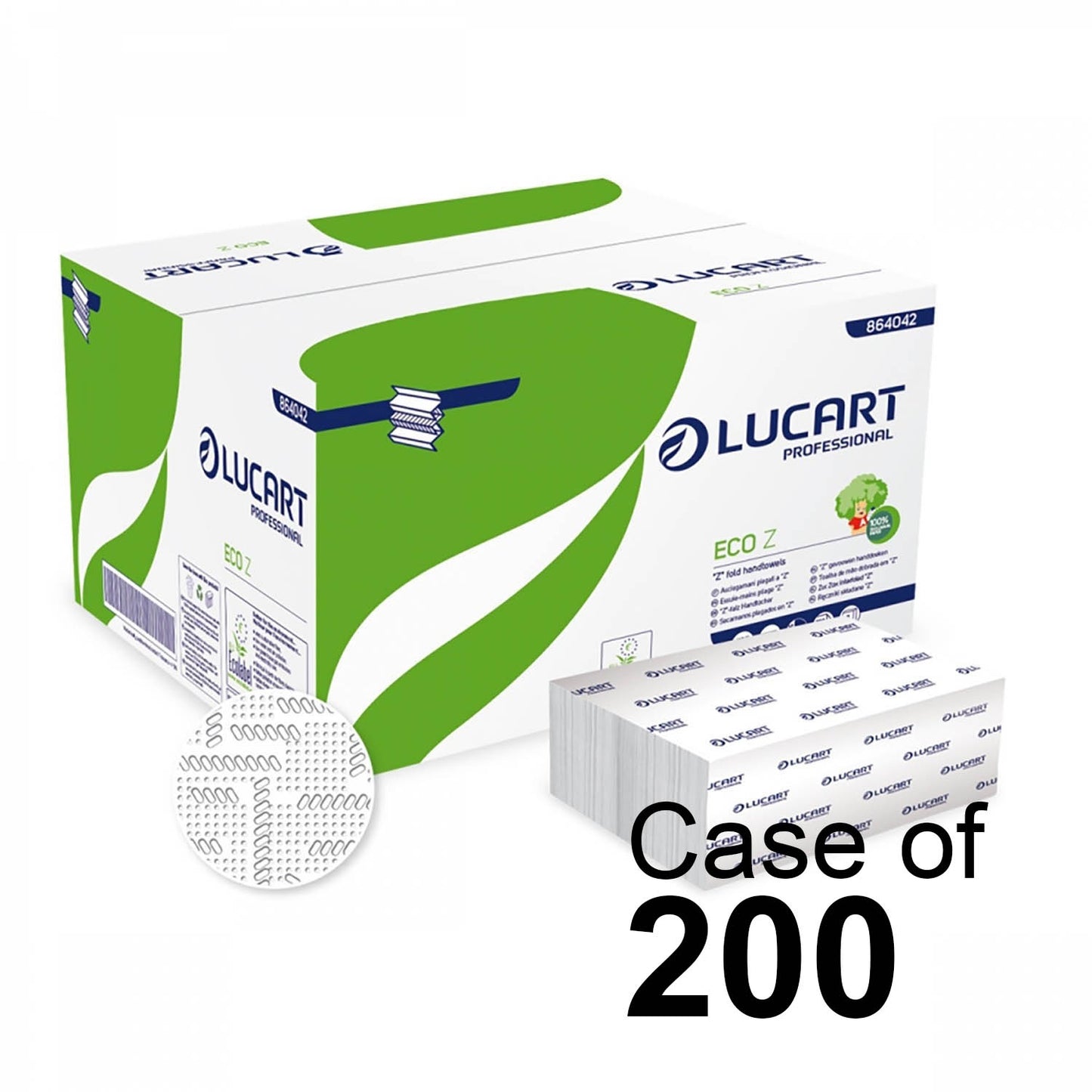 Eco Lucart Z-fold 2ply - White 22.5 x 24cm (Recycled 864042) - Pack of 200 - Paperline