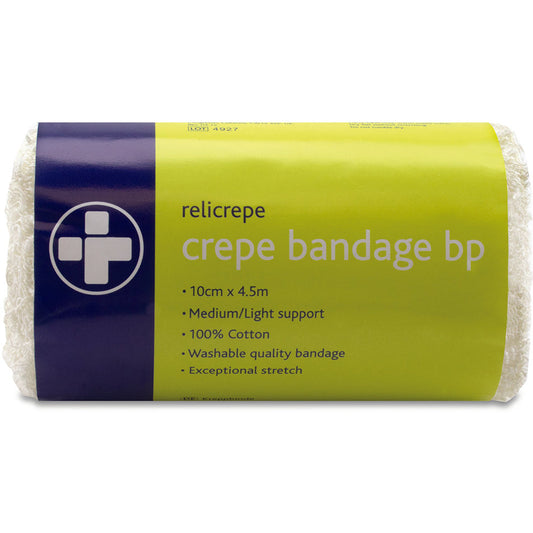 Relicrepe Bandage BP White 10cm x 4.5m - Reliance