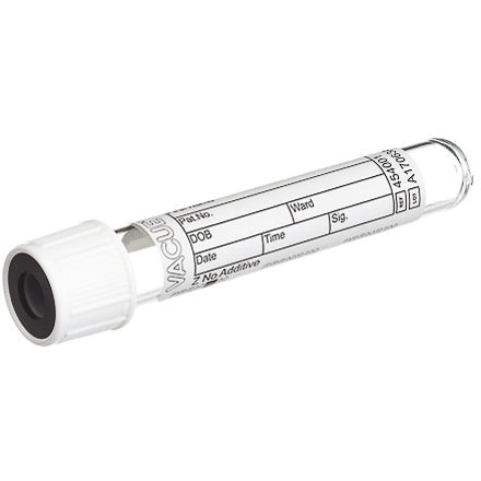 VACUETTE® TUBE 3.5 ml Z No Additive - 13x75 white cap-black ring, non-ridged - GBO