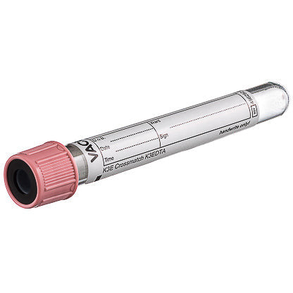 VACUETTE® TUBE 6 Ml K3E Crossmatch K3EDTA 13x100 Pink Cap-Black Ring, Special Label, Non-Ridged - Pack Of 50 - GBO
