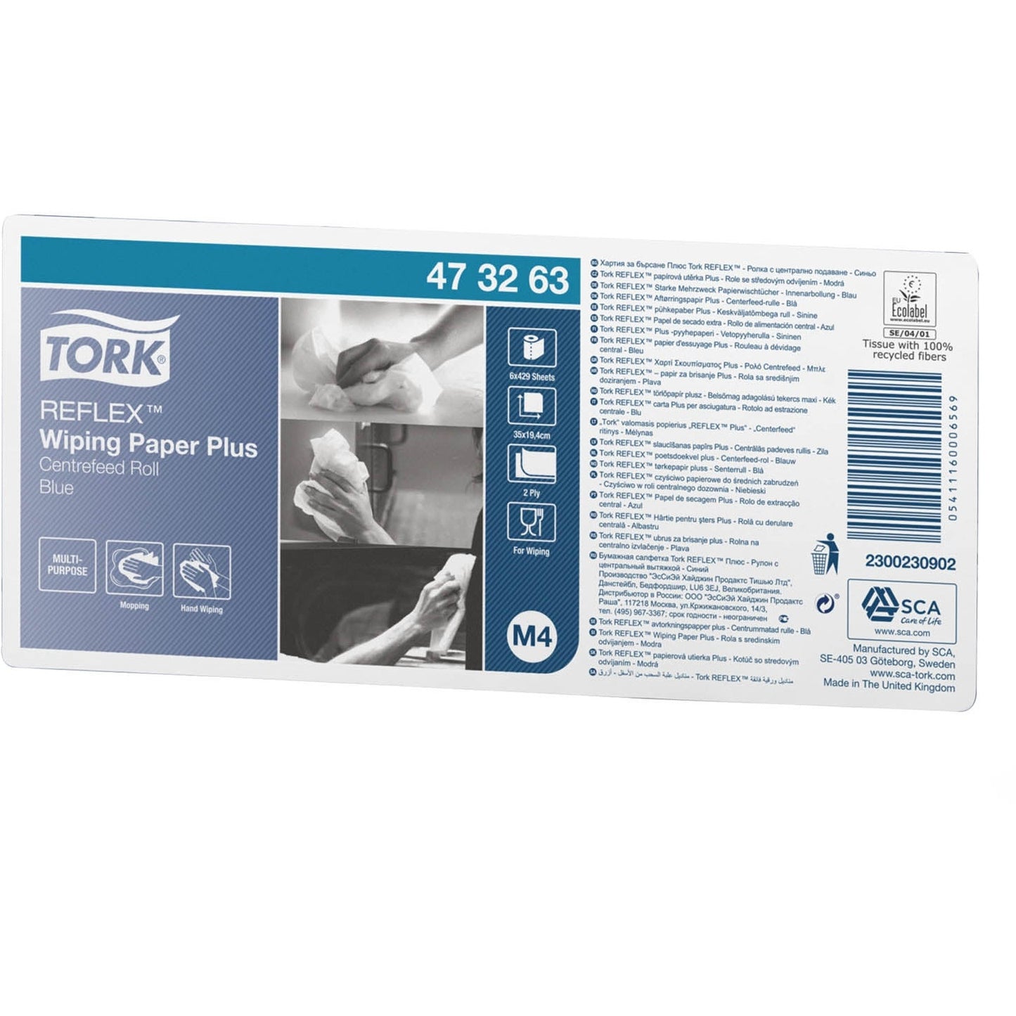 Tork Reflex Centrefeed Roll Blue 2Ply - 473263 - Single Roll - 19.4cm x 150m - Tork