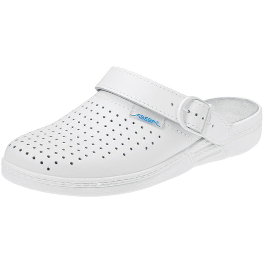 Abeba "Original" Perforated Clog Shoes - White Leather -