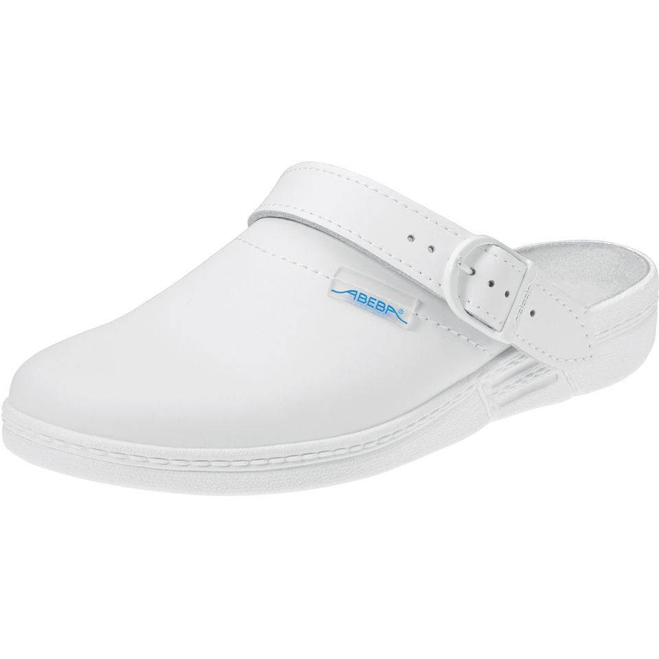 Abeba "Original" Smooth Clog Shoes - White Leather -