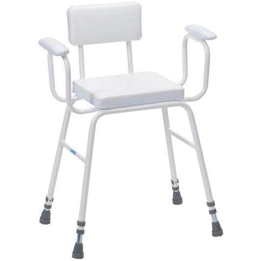 Perching Stool Foam Seat/Back Steel Arms Adjustable Height -