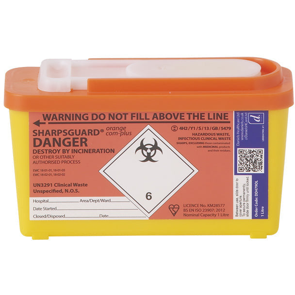 Sharpsguard Orange Com-Plus 1 Ltr Sharps Bin
