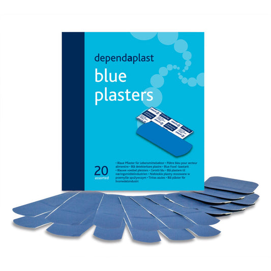 Dependaplast Blue Food Area Plasters - Assorted Wallet x 20 -