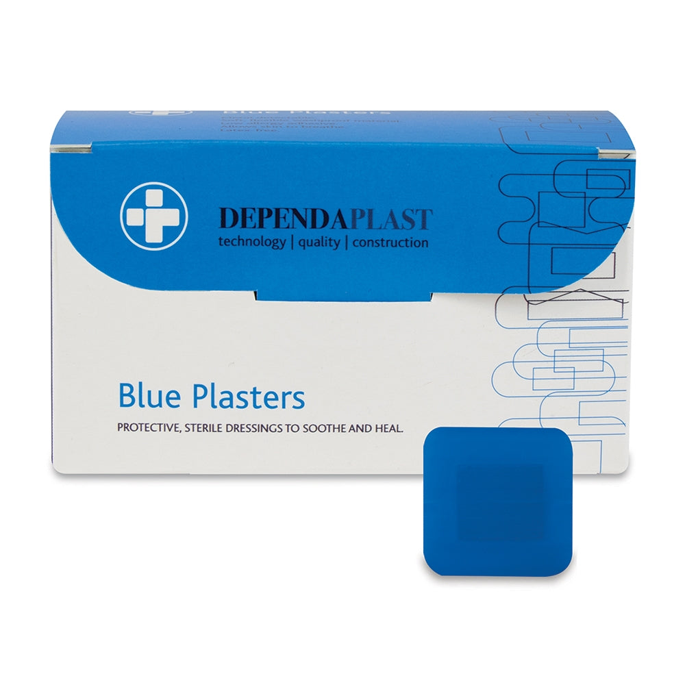 Dependaplast Blue Food Area Plasters - 4cm x 4cm x 100