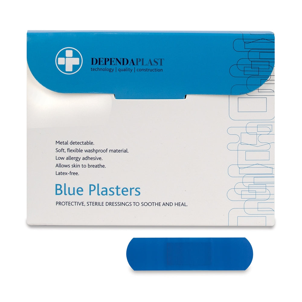 Dependaplast Blue Food Area Plasters - 7.5cm x 2.5cm x 100