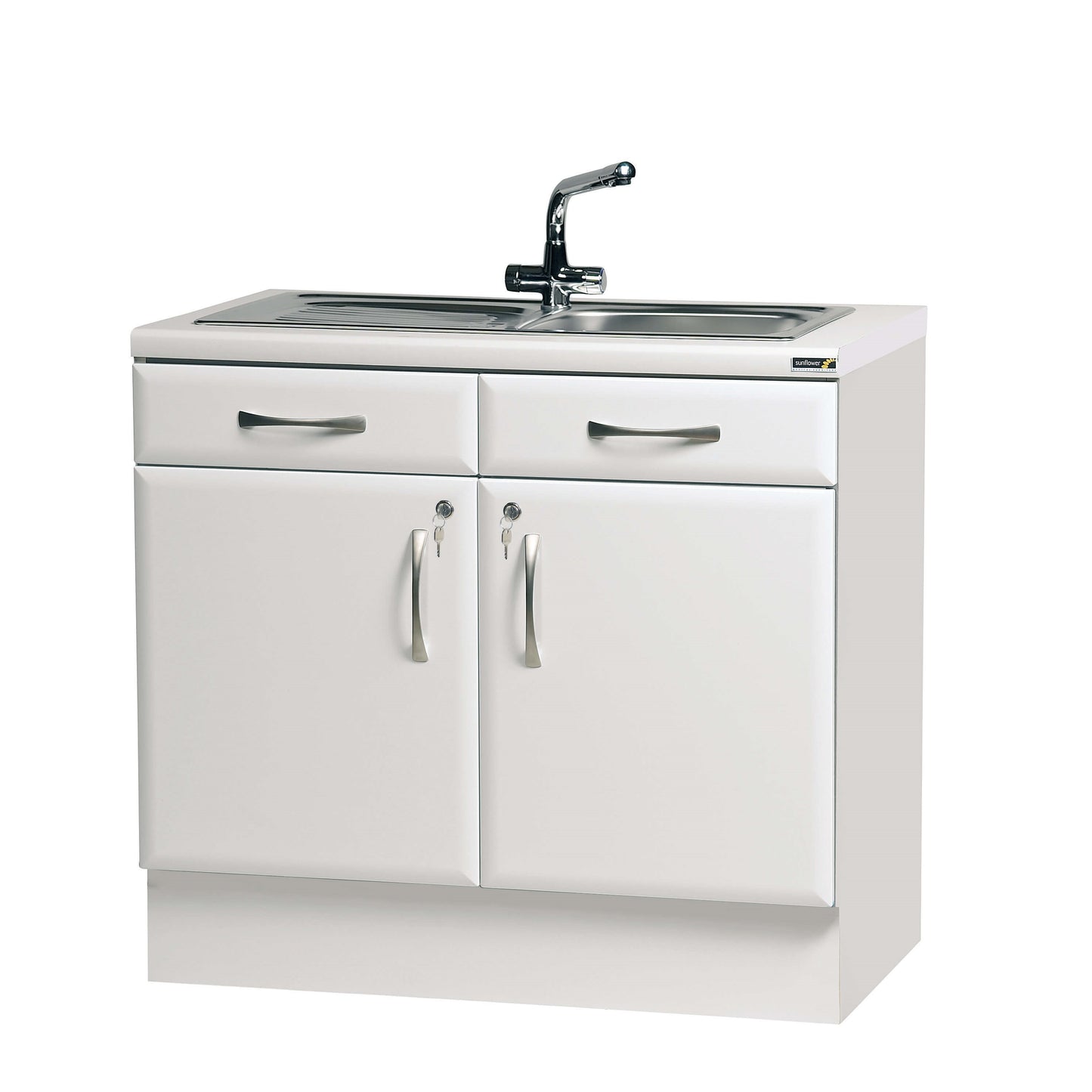 100cm Sink Cabinet (Excludes Sink) - White (High Gloss) - Sunflower