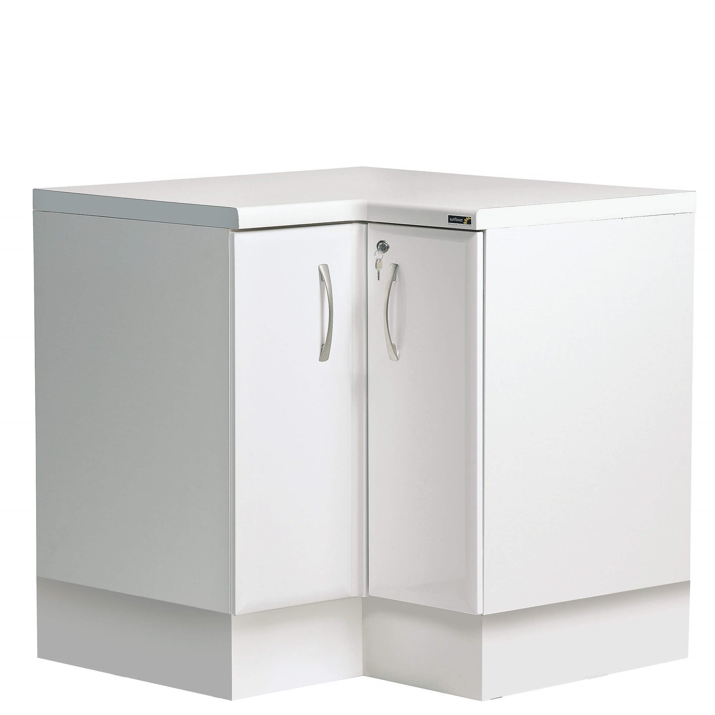 L-Shaped Corner Base Cabinet - White (High Gloss) - Sunflower