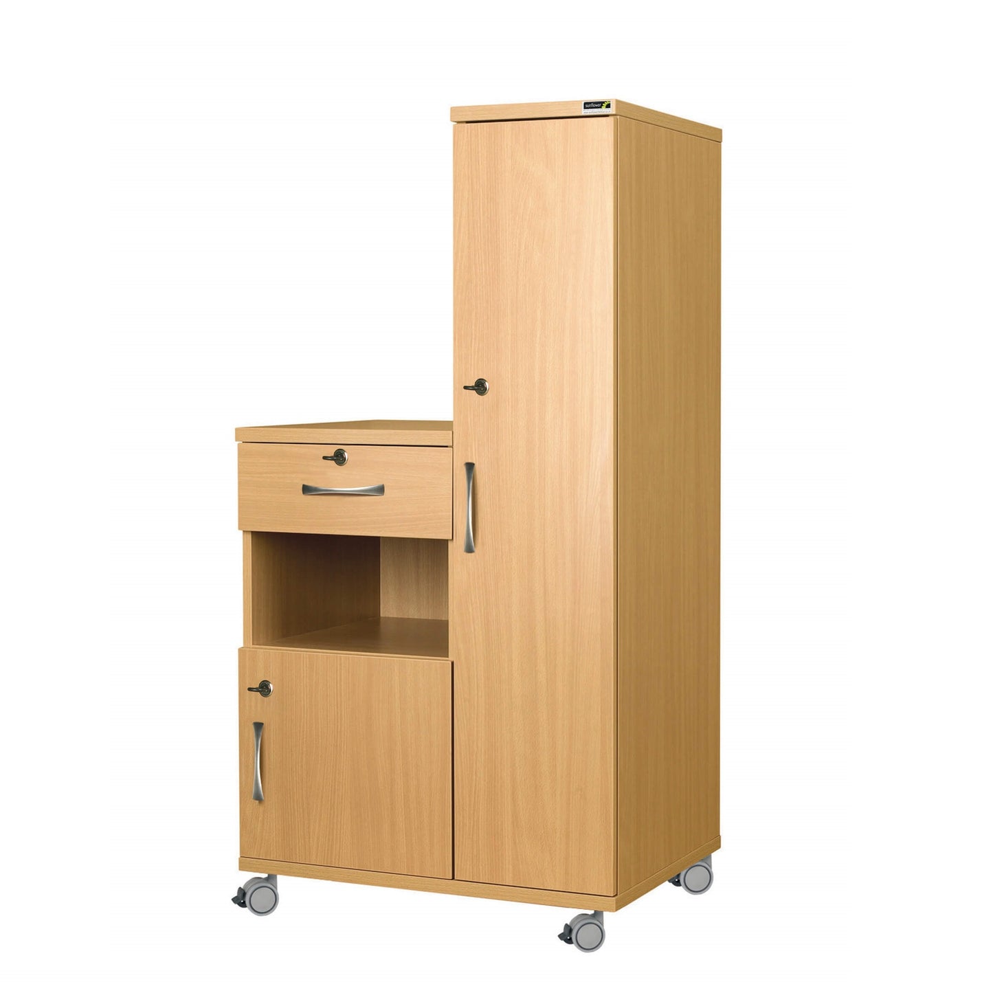 Sunflower NHS Wardrobe and Cabinet Combo with Locks - Right Hand Hinge - Beech -