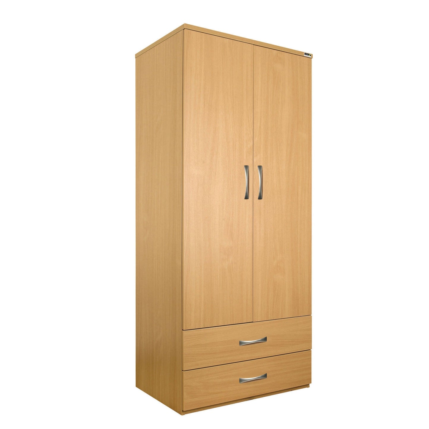 Sunflower Double Wardrobe with 2 Drawers - Beech -