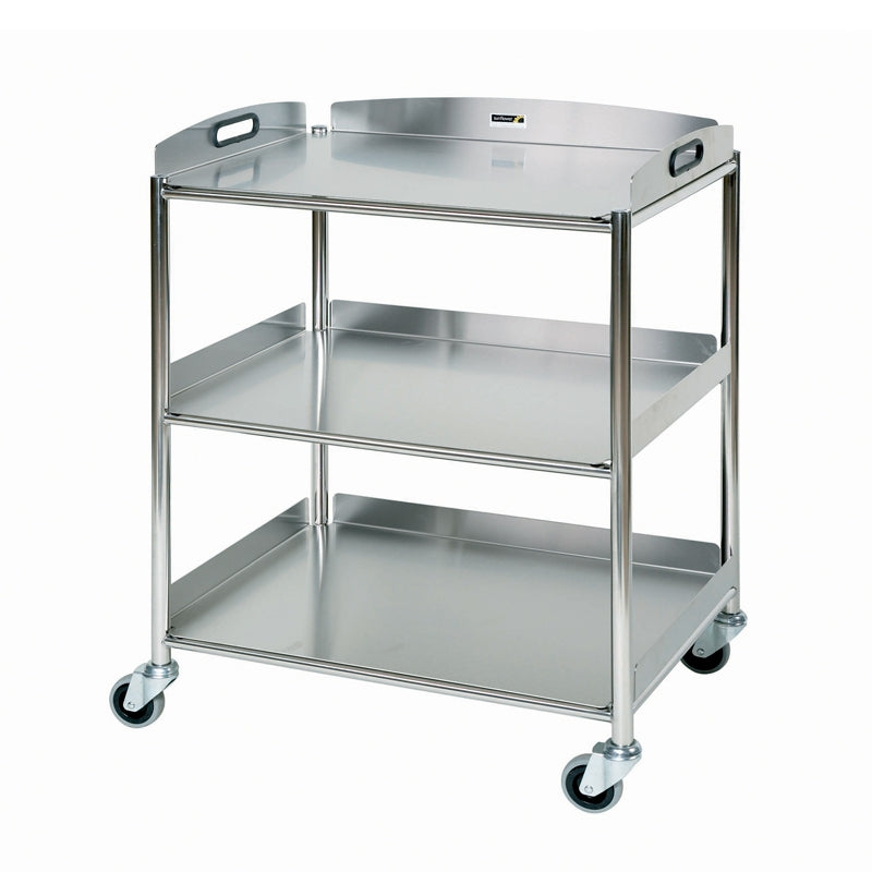 Stainless Steel Surgical Trolley 66x52x86cm (3 x S. Steel Trays) -