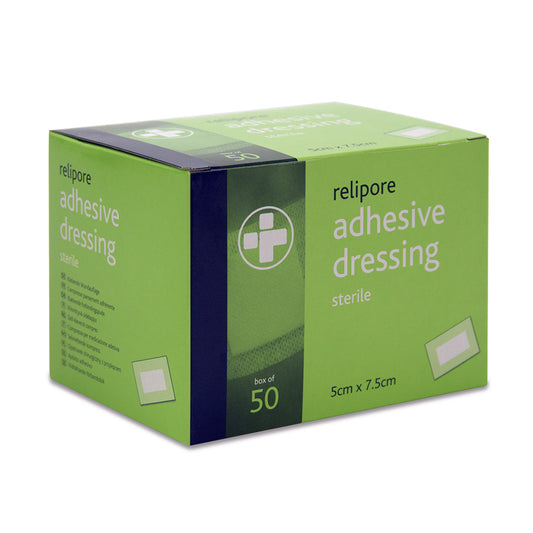 5cm x 7.5cm Relipore Adhesive Dressing Pads Sterile - Box of 50 - Reliance