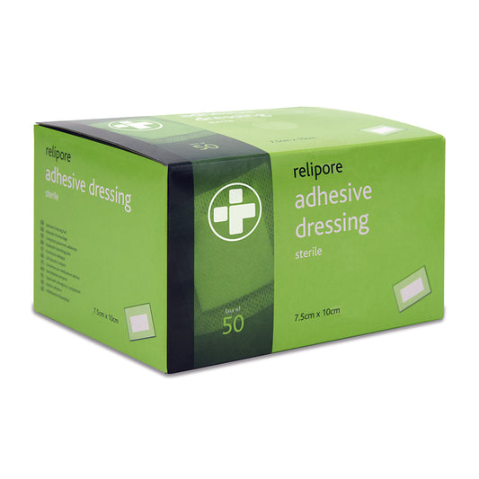 7.5cm x 10cm Relipore Adhesive Dressing Pads Sterile - Box of 50 - Reliance