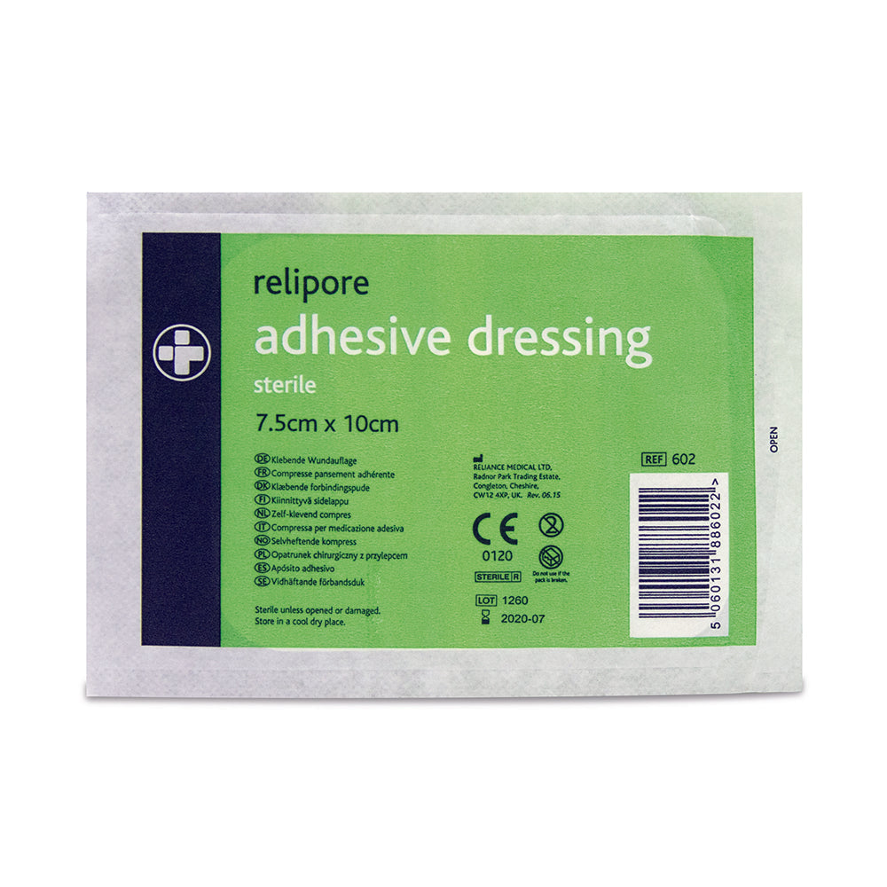 7.5cm x 10cm Relipore Adhesive Dressing Pads Sterile - Box of 50 - Reliance