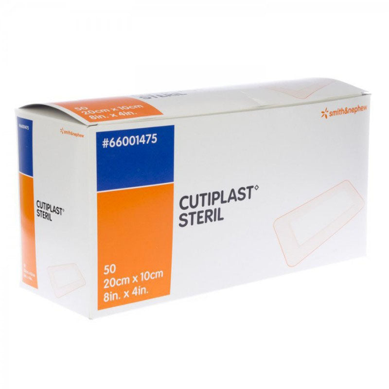 CUTIPLAST - Medicazioni Sterili Adesive Per Ferite, 20x10 Cm, 50 Pezzi, Tessuto Non Tessuto, Ipoallergeniche