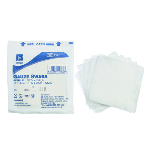 Gauze Swab Blue BP 10 x 10cm ST 5's 32 Ply - 8 x Packs of 15 -