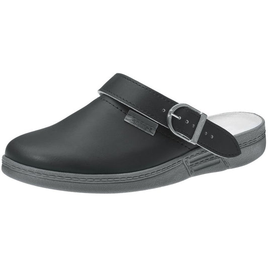 Abeba "Original" Smooth Clog Shoes - Black Leather -